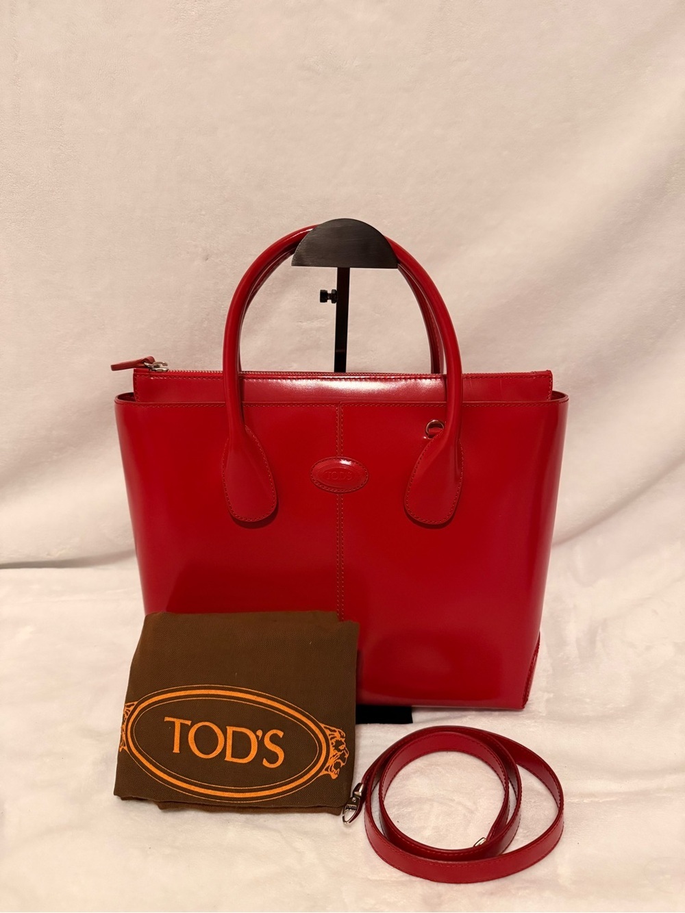 Tod's Red Patent Leather Medium D-Bag Tote